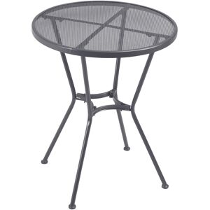 Outsunny 60cm Round Bistro Table, Metal Outdoor Furniture with Mesh Tabletop for Patio, Balcony, Dark Grey