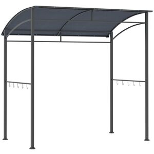 Outsunny 2M (7ft) BBQ Grill Gazebo Tent Garden Grill Metal Frame and Canopy with Hooks Outdoor Sun Shade, Grey