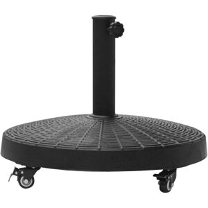 Outsunny 22.7kg Resin Patio Parasol Base Umbrella Stand Weight Deck Garden Sunshade Holder Round w/ Wheels Brakes Outdoor