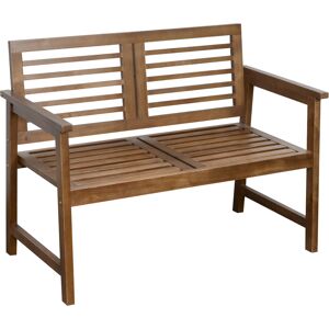 Outsunny Wooden Garden Bench, 2-Seater Outdoor Patio Loveseat, with Backrest and Armrest, Yard Lawn Porch Furniture, Brown