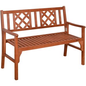 Outsunny Foldable Garden Bench, 2-Seater Patio Wooden Bench, Loveseat Chair with Backrest and Armrest for Patio, Porch or Balcony, Brown