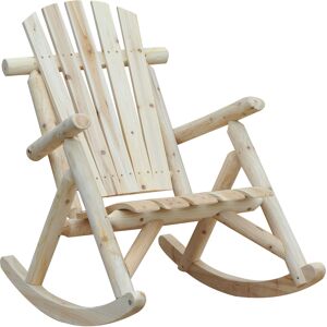 Outsunny Adirondack Chair Cedar Wood Ergonomic Rocking Chair Porch Rocker Garden Traditional - Burlywood