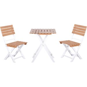 Outsunny 3 Piece Patio Bistro Set, Folding Outdoor Chairs and Table Set, Pine Wood Frame for Poolside Garden, Natural