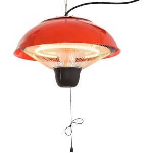 Outsunny 1500W Garden Electric Halogen Patio Heater Hanging Lamp Aluminum Outdoor Ceiling Mounted Heat Warmer - Red