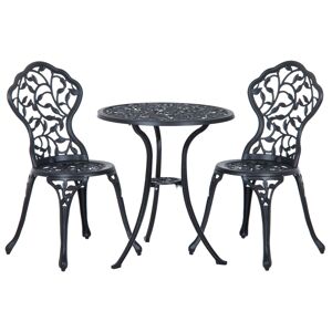 Outsunny Cast Aluminum 3 Piece Bistro Set, Antique Style Garden Furniture with Dining Table and Chairs, Outdoor Seating, Antique