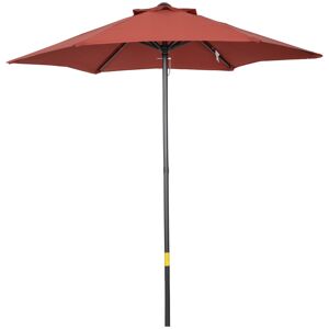 Outsunny Patio Parasol, 2m Outdoor Sun Shade Umbrella with 6 Durable Ribs for Garden, Balcony, Wine Red