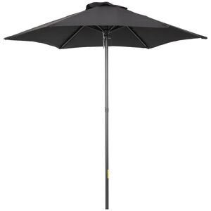 Outsunny 2m Patio Parasol, Black Outdoor Sun Shade with 6 Sturdy Ribs for Balcony, Bench, Garden