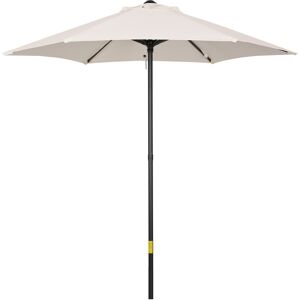 Outsunny 2m Patio Parasol, Cream White Outdoor Sun Shade with 6 Sturdy Ribs for Balcony, Bench, Garden