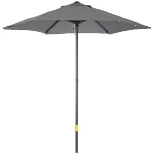 Outsunny 2m Patio Parasols Umbrellas, Outdoor Sun Shade with 6 Sturdy Ribs for Balcony, Bench, Garden, Dark Grey