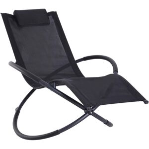 Outsunny Orbital Lounger, Zero Gravity Patio Chaise, Foldable Rocking Chair with Pillow, Black.