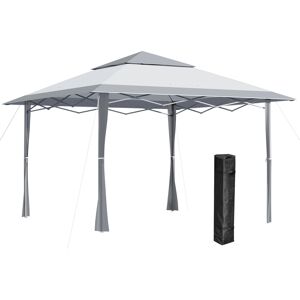 Outsunny Pop-up Gazebo Tent with Roller Bag, Adjustable Legs for Outdoor Events, Steel Frame, 4 x 4m, White & Grey