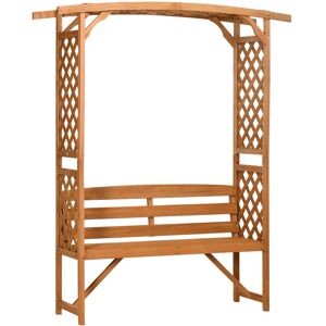 Outsunny Patio Garden Bench, Natural Wooden Garden Arbour with Seat for Vines/Climbing Plants, Natural