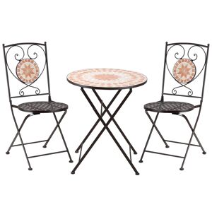 Outsunny 3 Piece Mosaic Bistro Set, 2 Folding Chairs & 1 Round Table Outdoor Furniture for Outdoor, Balcony, Poolside, Yellow