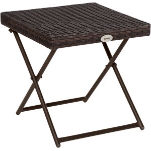 Outsunny Square PE Wicker Rattan Folding Table - Black