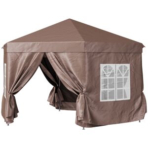 Outsunny 4m x 4m Hexagonal Metal Frame Garden Gazebo Brown