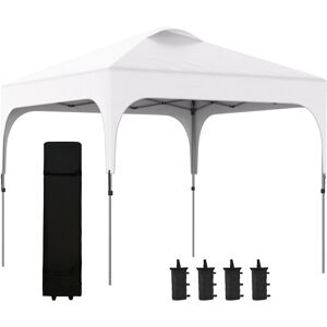 Outsunny 3 x 3 (M) Pop Up Gazebo, Foldable Canopy Tent with Carry Bag with Wheels and 4 Leg Weight Bags for Outdoor Garden Patio Party, White