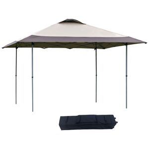 Outsunny 4 x 4m Pop-up Canopy Gazebo Tent with Roller Bag & Adjustable Legs Outdoor Party, Steel Frame, Brown