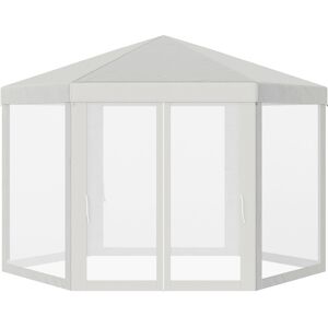 Outsunny Netting Gazebo Hexagon Tent Patio Canopy Outdoor Shelter Party Activities Shade Resistant (Creamy White)