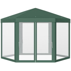 Outsunny Netting Gazebo Hexagon Tent Patio Canopy Outdoor Shelter Party Activities Shade Resistant (Green)