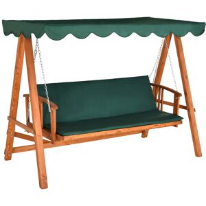 Outsunny Wooden Garden 3-Seater Outdoor Swing Chair