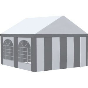 Outsunny 4 x 4m Galvanised Party Tent, Marquee Gazebo with Sides, Four Windows and Double Doors, for Parties, Wedding and Events