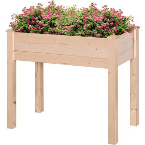 Outsunny Garden Wooden Planters， Rectangular Raised Bed, Fir Wood，Indoor/Outdoor, Planter Vegetable Herb Holder Display, Oak Tone,86L x 46W x 76Hcm