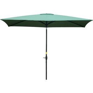 Outsunny Rectangular Market Umbrella, 2 x 3m Patio Outdoor Table Umbrella with Crank & Push Button Tilt, Green