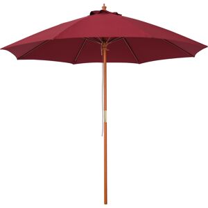 Outsunny 2.5m Wooden Garden Parasol, Sun Shade Patio Umbrella with Top Vent, Wine Red