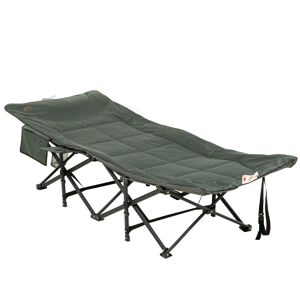 Outsunny Sun Lounger Foldable, Padded Patio Camping Bed with Adjustable 170 Recline & Accessories, Grey