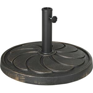 Outsunny 18kg Resin Garden Parasol Base, Round Outdoor Market Umbrella Stand Weight for Poles of Φ38mm to Φ48mm, Bronze