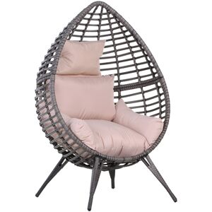 Outsunny Outdoor Indoor Rattan Egg Chair Wicker Weave Teardrop Chair with Cushion