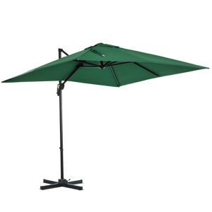 Outsunny Square Garden Parasol Umbrella, 360° Rotation, 245x245cm, UV Protection, Lush Green