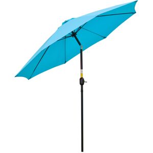 Outsunny 2.6M Patio Sun Umbrella with Tilt, Crank, 8 Ribs Aluminium Frame, Shade Shelter Canopy, Blue