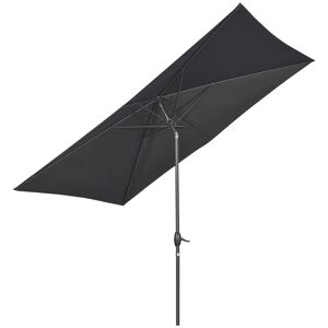 Outsunny Rectangular Garden Parasol 2x3m, Patio Market Umbrella with Crank and Push Button Tilt, Aluminium Pole, Black
