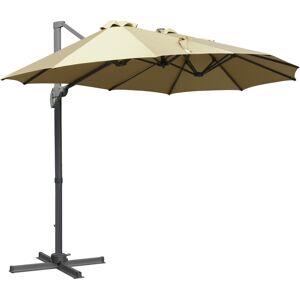 Outsunny 4.5m Double-Sided Rectangular Patio Parasol, Large Garden Umbrella with Crank Handle, 360° Cross Base for Bench, Outdoor, Khaki