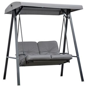 Outsunny 2 Seater Garden Swing Chair Outdoor Hammock Bench with Steel Frame Adjustable Tilting Canopy for Patio, Grey