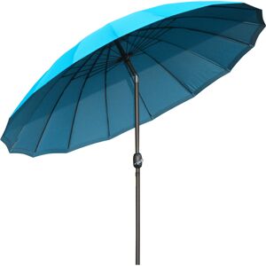 Outsunny Garden Table Umbrella, 鑲?55cm Parasol with Push Button Tilt, Crank & Ribs for Lawn & Backyard, Blue