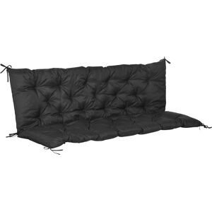 Outsunny 3 Seater Bench Cushion, Indoor and Outdoor Garden Chair Pad with Back and Ties, 98 x 150 cm, Black