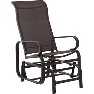 Outsunny Outdoor Gliding Rocking Chair with Sturdy Metal Frame Garden Comfortable Swing Chair for Patio, Backyard and Poolside, Brown