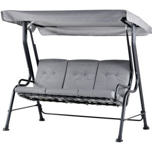 Outsunny 3 Seater Outdoor Garden Swing Chairs Thick Padded Seat Hammock Canopy Porch Patio Bench Bed - Grey