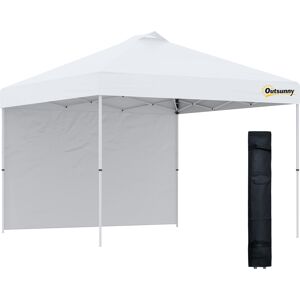 Outsunny 3x(3)M Pop Up Gazebo Tent with 1 Sidewall, Roller Bag, Adjustable Height, Event Shelter Tent for Garden, Patio, White