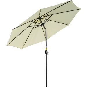 Outsunny 3(m) Tilting Parasol Garden Umbrellas, Outdoor Sun Shade with 8 Ribs, Tilt and Crank Handle for Balcony, Bench, Garden, Beige