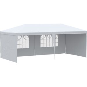 Outsunny 6 x 3 m Party Tent Gazebo Marquee Outdoor Patio Canopy Shelter with Windows and Side Panels White