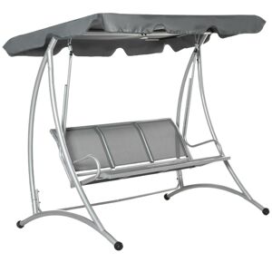 Outsunny 3 Seater Bench Steel Outdoor Patio Porch Swing Chair with Adjustable Canopy - Dark Grey