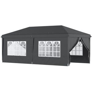 Outsunny 3 x 6 m Pop Up Gazebo with Sides and Windows, Height Adjustable Party Tent with Storage Bag for Garden, Camping, Event, Black