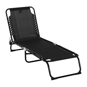 Outsunny Garden Reclining Lounger, Folding with 4 Position Adjustable Back, 100% PVC Fabric, Camping and Hiking Recliner, Black