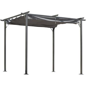 Outsunny 3x3 (m) Metal Pergola Gazebo Awning Retractable Canopy Outdoor Garden Sun Shade Shelter Marquee Party BBQ Grey