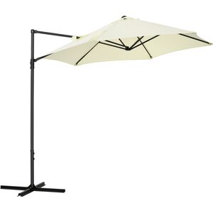 Outsunny Cantilever Garden Parasol with 360° Rotation, Offset Roma Patio Umbrella, Sun Shade Canopy with Cross Base, Beige