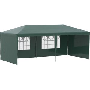 Outsunny 6x3 m Party Tent Gazebo Marquee Outdoor Patio Canopy Shelter with Windows and Side Panels, Green