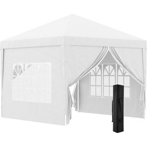 Outsunny 3 x 3m Pop Up Gazebo, Wedding Party Canopy Tent Marquee with Carry Bag and Windows, White